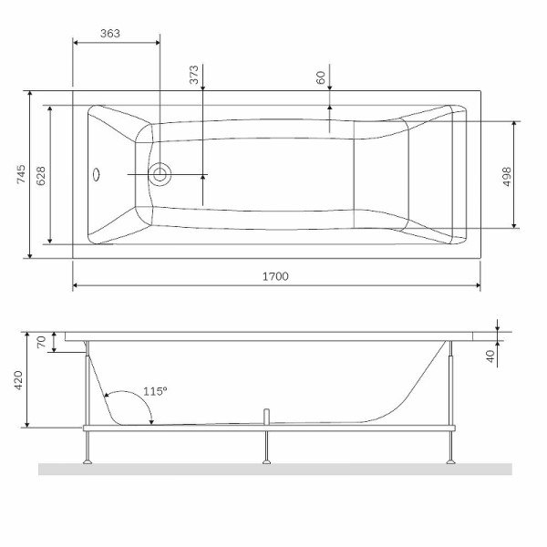 Каркас для ванны AM.PM Gem 170х75 (W93A-170-075W-R)