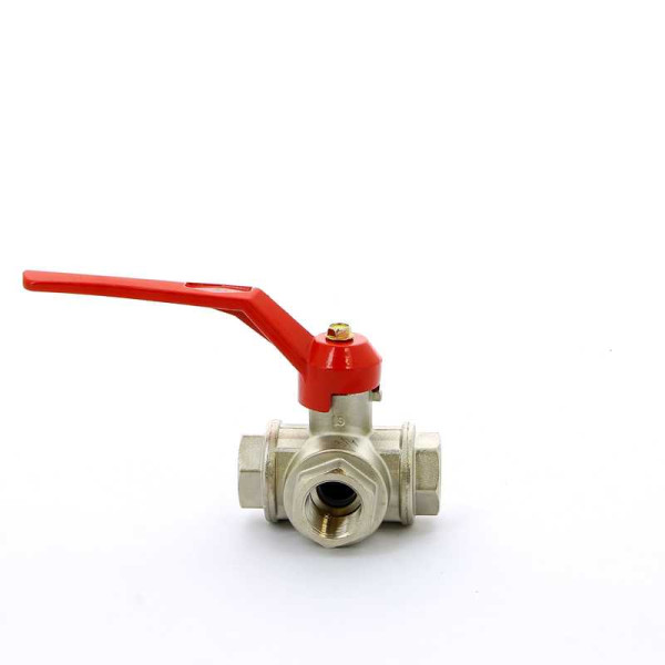 Кран Itap 3/4" шаровый трёхходовой T-порт (красная ручка-рычаг) (1280034T)