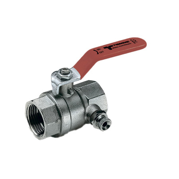 Кран Tiemme 1/2" ВВ шаровый спускной клапан, красная плоская ручка (2980002) Кран Tiemme 1/2" ВВ шаровый спускной клапан, красная плоская ручка (2980002)