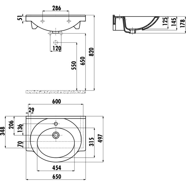 Раковина мебельная Creavit Epic 65x49,7 белая (ET065-00CB00E-0000)