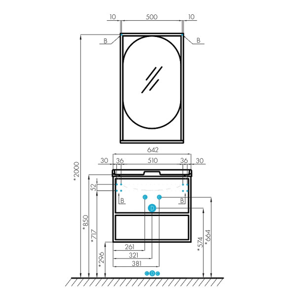 Зеркало Лофт Aquaton Фабрик 50 Дуб Эндгрейн (1A242502LTDU0)