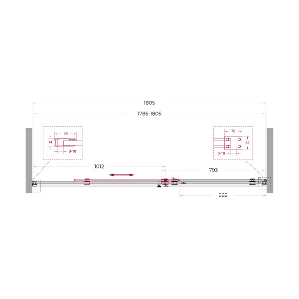 Душевая дверь BelBagno Soft Close-2 180x200 стекло прозрачное, профиль хром глянцевый (SOFT_CLOSE-2-BF-1-180-C-Cr)