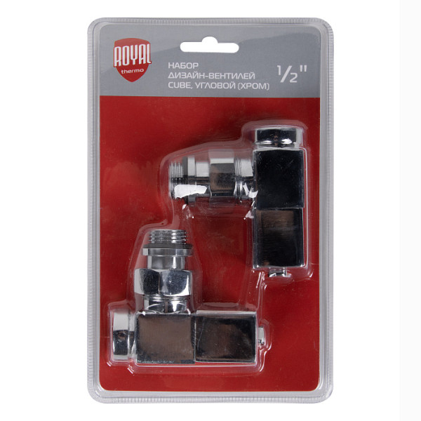 Комплект дизайн-вентилей Royal Thermo CUBE 1/2" угловой (хром) (RTE 56.002) Комплект дизайн-вентилей Royal Thermo CUBE 1/2" угловой (хром) (RTE 56.002)