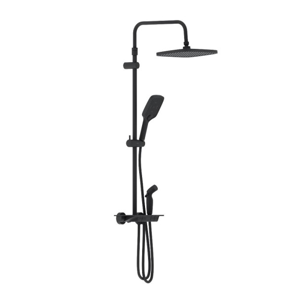 Душевая система Damixa Gala с ванно-душевым ТМС смесителем-полкой и гиг.душем, чёрный (953770300)