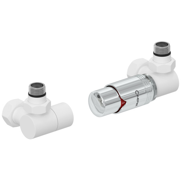Терморегулятор автоматический Сунержа 1/2"х3/4" НР/НГ 3D правый, набор, матовый белый - хром (30-1422-6203)