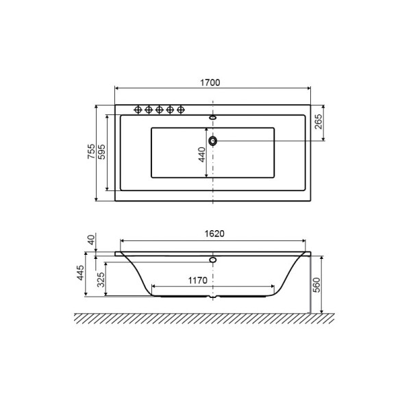 Ванна акриловая Excellent Pryzmat 170x75 (WAEX.PRY17WH)