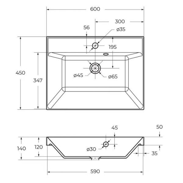 Раковина мебельная BelBagno 60x45 черная матовая (BB60/45-LV-ART-AST-NERO)