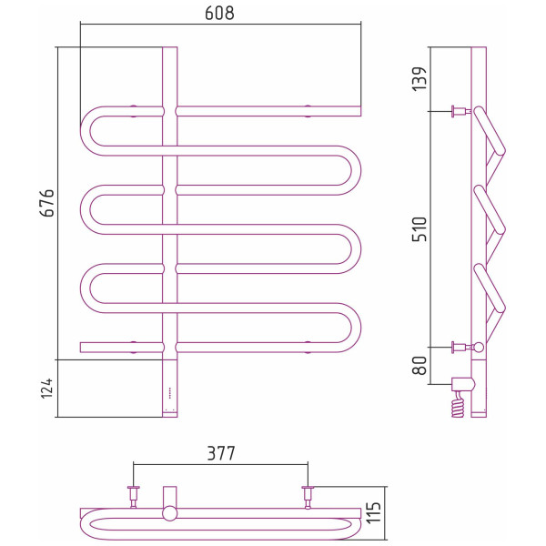 Полотенцесушитель электрический Сунержа Эпатаж 3.0 800x600 МЭМ левый, белый (12-5850-8060)