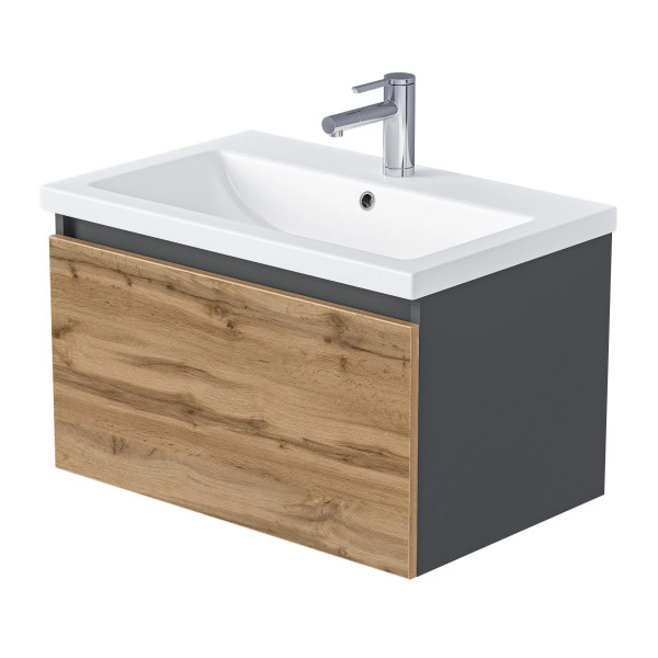 Тумба подвесная 1Marka Aris 690x447x400 антрацит/дуб крафт золотой (Ц0000042283)