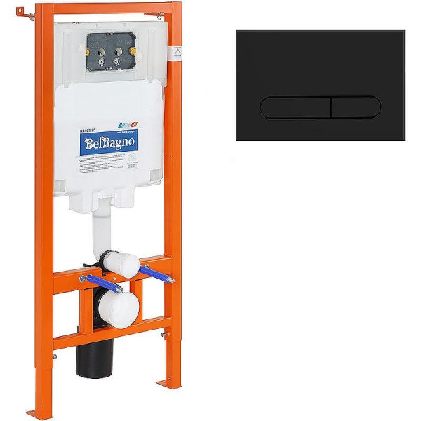 Инсталляция для унитаза с клавишей BelBagno черный (BB002-80/BB007-PR-NERO.M)