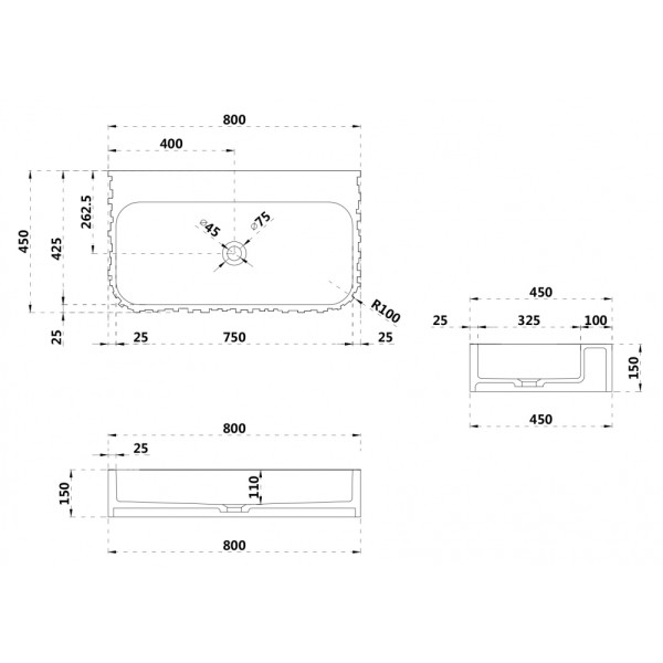 Раковина подвесная Abber Stein 800x450 белый матовый (AS2652-0.8) Раковина подвесная Abber Stein 800x450 белый матовый (AS2652-0.8)