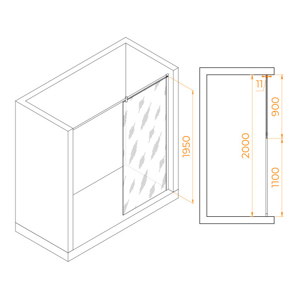 Душевое ограждение RGW Walk In 90x195 стекло матовое, профиль хром (351003309-21) Душевое ограждение RGW Walk In 90x195 стекло матовое, профиль хром (351003309-21)