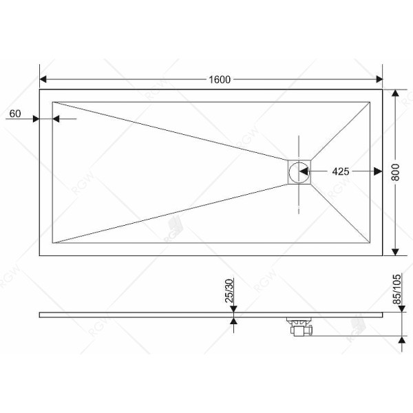 Душевой поддон RGW ST-0168De 80x160x2,5 Бежевый (16152816-13)