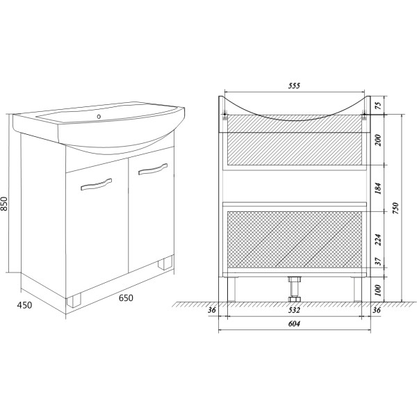 Тумба напольная 1Marka Вита 650*450*850 белая (У50109) Тумба напольная 1Marka Вита 650*450*850 белая (У50109)