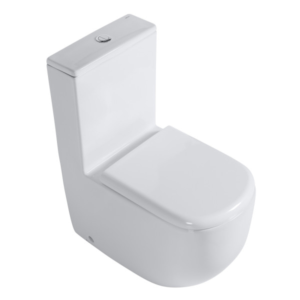 Унитаз напольный Abber Bequem моноблок безободковый, смыв торнадо белый (AC1133T)