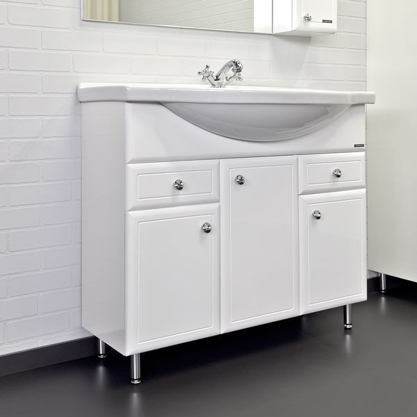 Тумба напольная Comforty Палермо 990x880x520 белый глянцевый с раковиной (00-00001555)