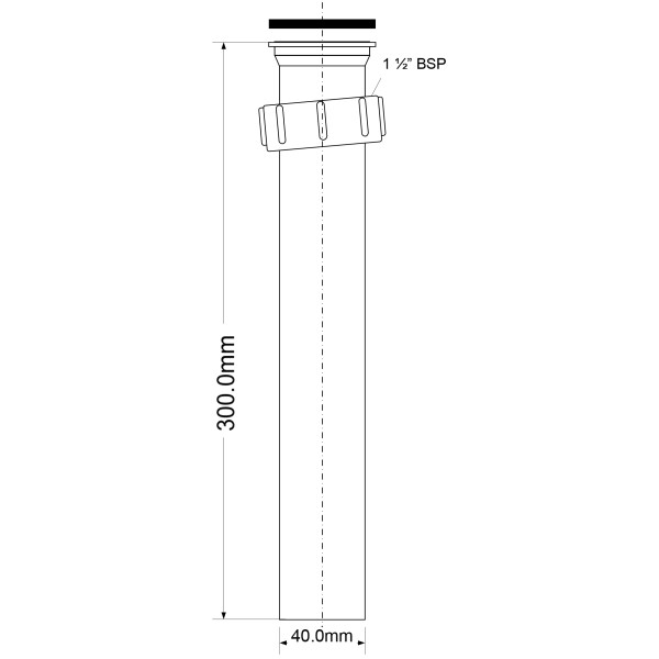 Отвод McAlpine 40*300 мм. с накидной гайкой прямой (белый) (AT7N30)