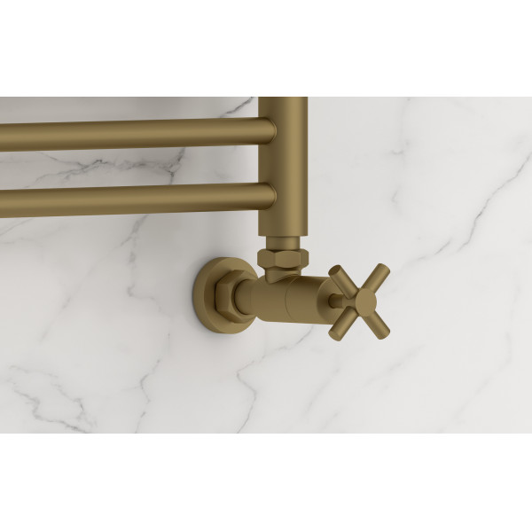 Вентиль Сунержа угловой (крест) 1/2"Нx3/4"НГ матовое золото (032-1408-1234)