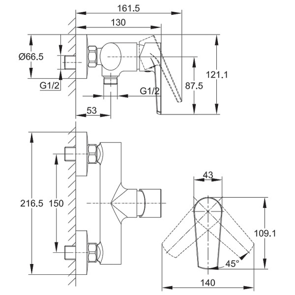 Смеситель для душа Cersanit Moduo хром (64099)