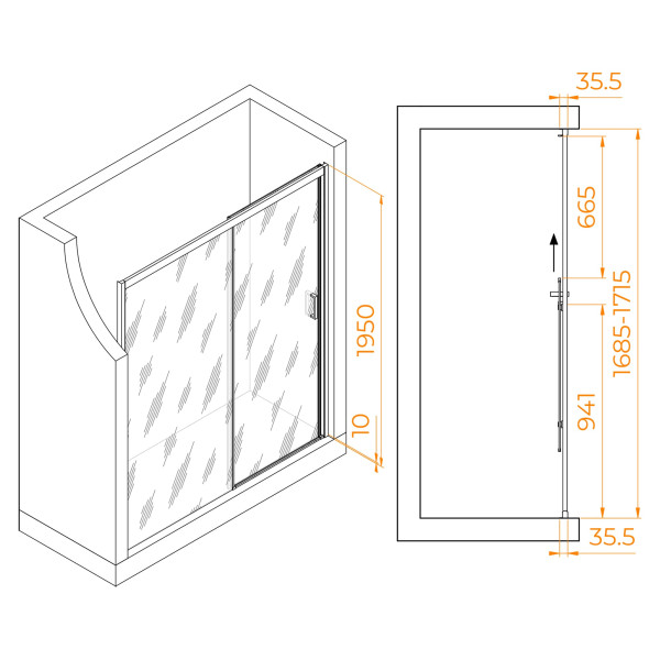 Душевая дверь RGW Passage 170x195 стекло прозрачное, профиль черный (350801717-14)