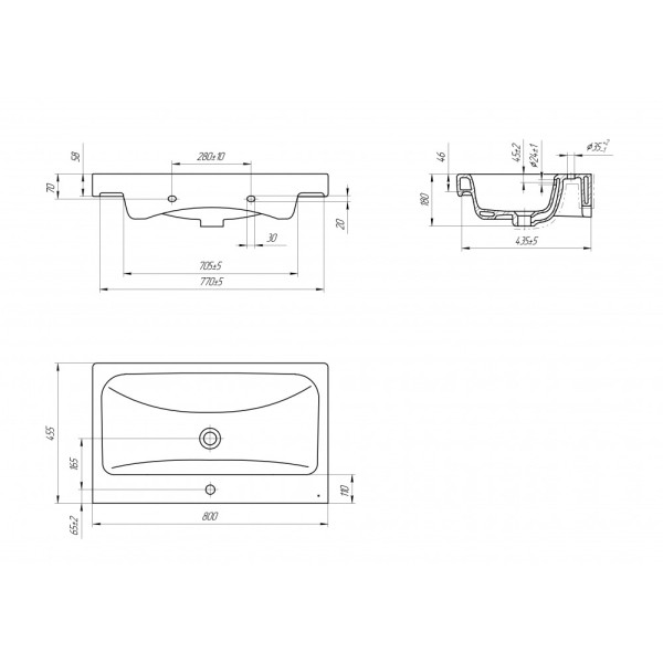 Раковина встраиваемая Cersanit Moduo 80x45 (UM-MOD80/1) Раковина встраиваемая Cersanit Moduo 80x45 (UM-MOD80/1)