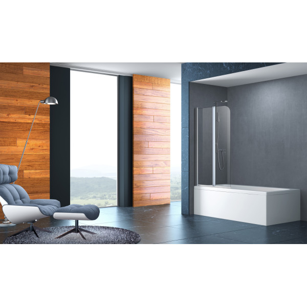 Душевая шторка для ванны Azario Boston 80x140 стекло прозрачное, профиль хром (AZ-141 80 (41,5+38,5)*140)