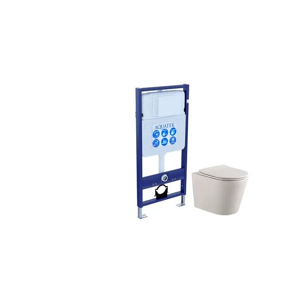 Инсталляция с унитазом Aquatek Вега рама Standard INS-0000012(без клавиши и крепежа)+унитаз Вега AQ1905-00 с тонким сиденьем soft-close (SET