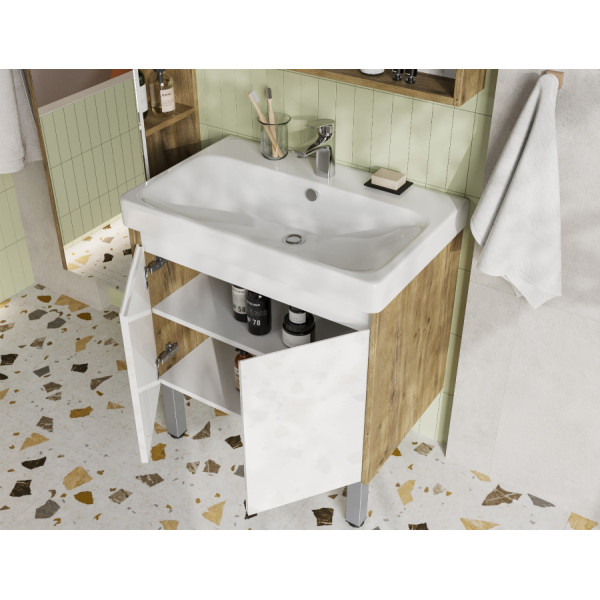 Тумба подвесная Aquaton Сканди 630x427x591 белый, дуб рустикальный (1.A278.9.01S.DZ9.0)