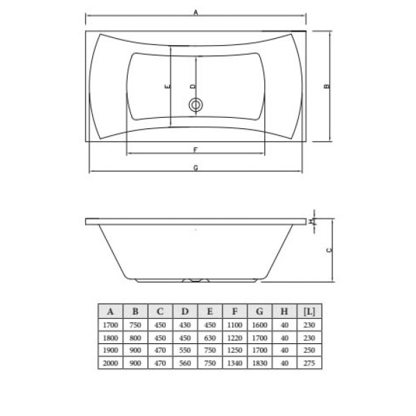 Ванна акриловая C-Bath Talia 200x90 белая (CBQ004004)