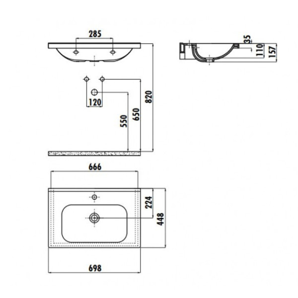 Раковина мебельная Creavit Ideal 70x44,8 белая (ID070-00CB00E-0000) Раковина мебельная Creavit Ideal 70x44,8 белая (ID070-00CB00E-0000)