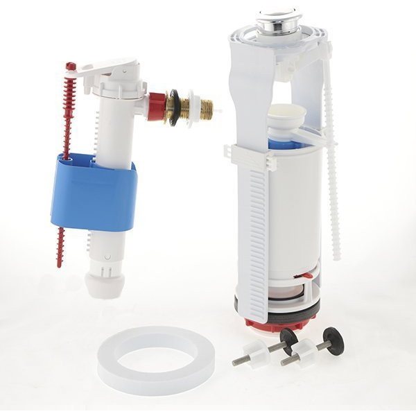 Арматура для смывного бачка АНИ (боковой подвод 1/2" (латунь), 1-уровень, кнопка пласт. хром) АНИ пласт (WC8020C)