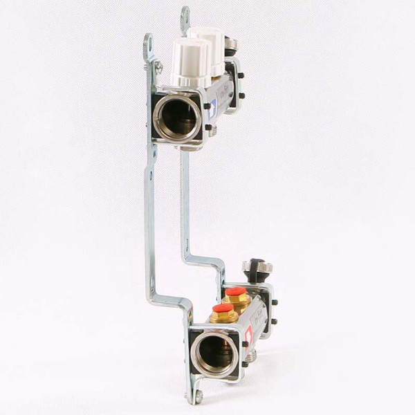 Коллекторная группа Uni-Fitt 2 отвода 1"х3/4" с балансировочными и термостатическими вентилями нерж. сталь
