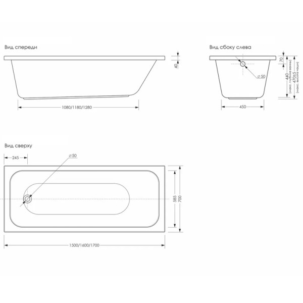 Ванна акриловая Melodia Blues 150х70х44 (MBHR01215070) Ванна акриловая Melodia Blues 150х70х44 (MBHR01215070)