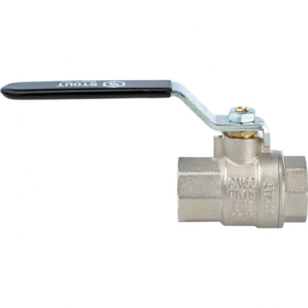 Кран 1/2" ВВ шаровый Stout (черная ручка, полнопроходной) SVB-0001-000015