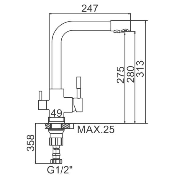 Смеситель для кухни Ledeme с переключателем на фильтр (L4055W-3)