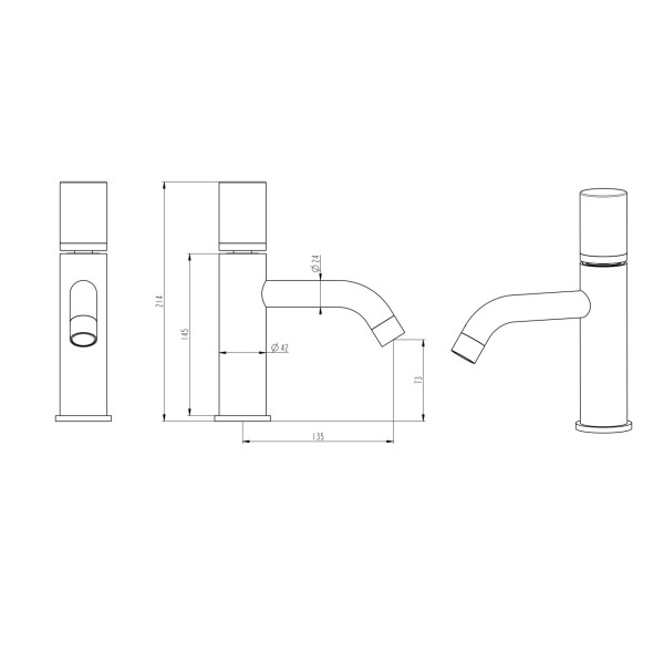 Смеситель для раковины Boheme Stick Черный (121-BCR)