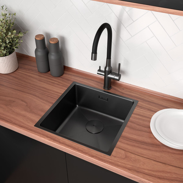 Мойка для кухни врезная Lemark Olanga 440 440x440 черный матовый (9932124)