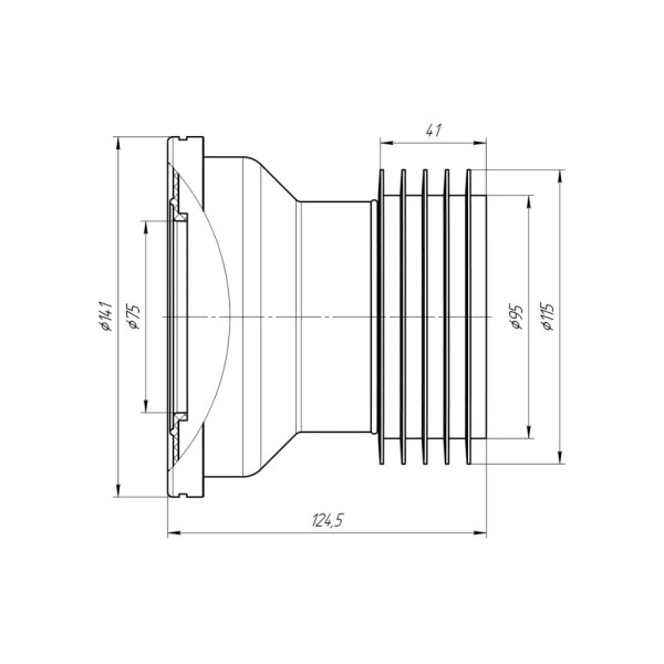 Отвод для унитаза прямой 124 мм. АНИ (белый) АНИ пласт (W1218)