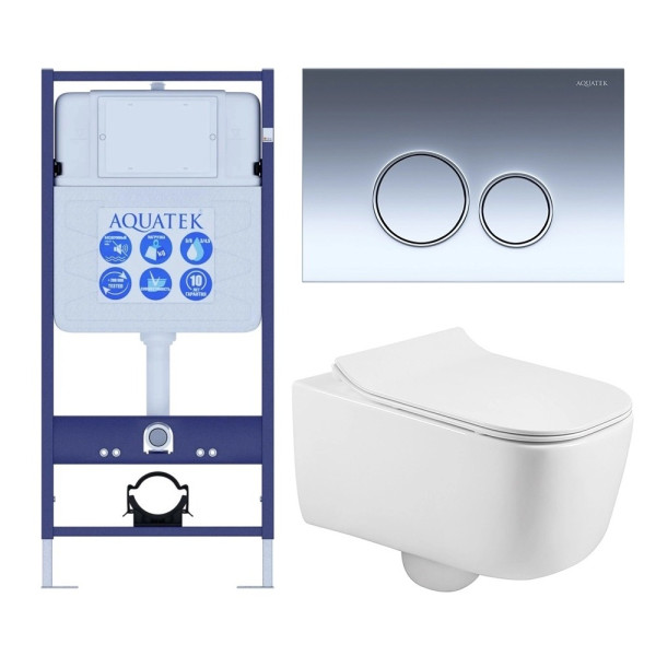 Комплект нсталляция c унитазом Aquatek Лугано-018 4в1 рама Standard INS-0000012+ крепеж KKI-0000002+клавиша KDI-0000018+унитаз Лугано AQ2002-00 с то