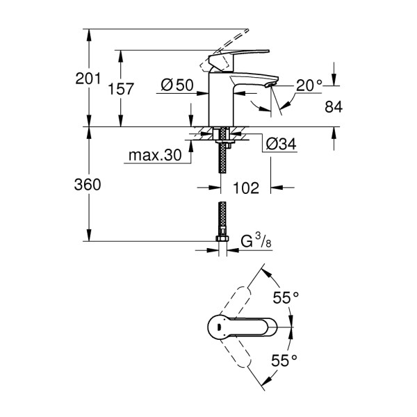 Смеситель для раковины Grohe Eurostyle Cosmopolitan (3246820E)