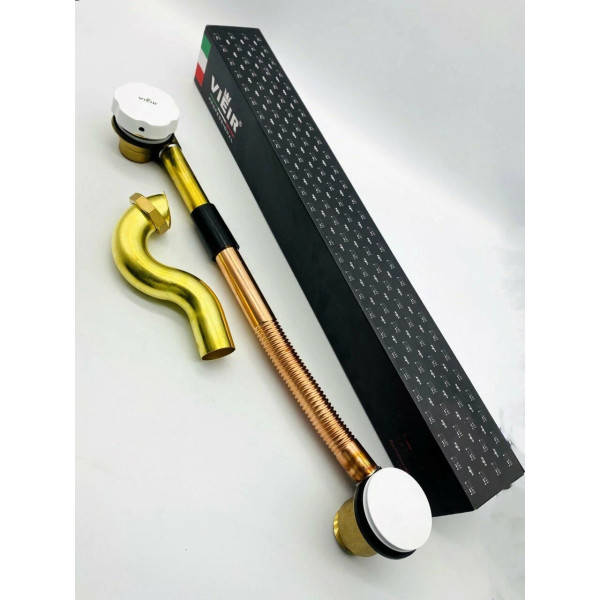 Обвязка для ванны автоматическая 1 1/2"*40 мм. Click-Clack Vieir (медно-латунная, белый) (VRQ31YF)