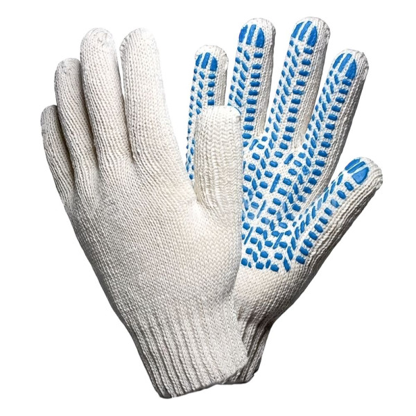 Перчатки х/б 5 нитей 10 кл с ПВХ протектор (белые) (318/1)