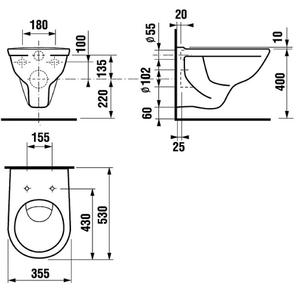 Унитаз подвесной Jika Dino 355x530 белый (8.2137.0.000.000.3)