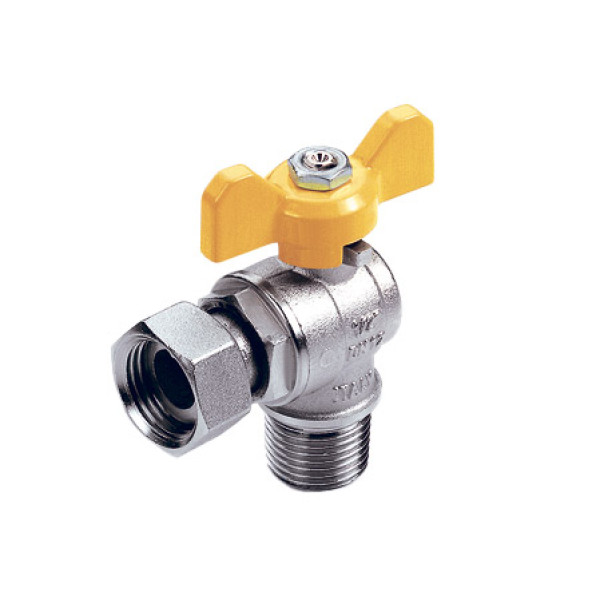 Кран газовый шаровый угловой с накидной гайкой Tiemme 1/2"*3/4" НВ (2220005) Кран газовый шаровый угловой с накидной гайкой Tiemme 1/2"*3/4" НВ (2220005)