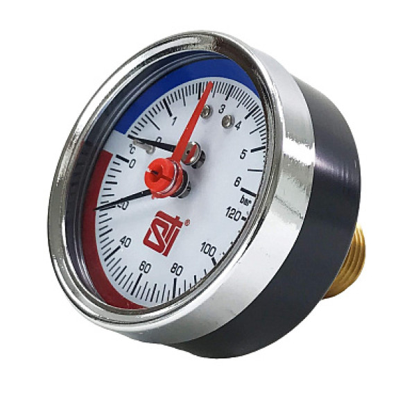 Термоманометр 1/2" 63 6 бар STI (аксиальный, 120°C) (ТТ000018941) Термоманометр 1/2" 63 6 бар STI (аксиальный, 120°C) (ТТ000018941)