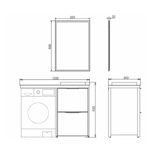 Комплект мебели Comforty Лозанна 1200x550x950 белый глянцевый/графит (00-00014813) Комплект мебели Comforty Лозанна 1200x550x950 белый глянцевый/графит (00-00014813)