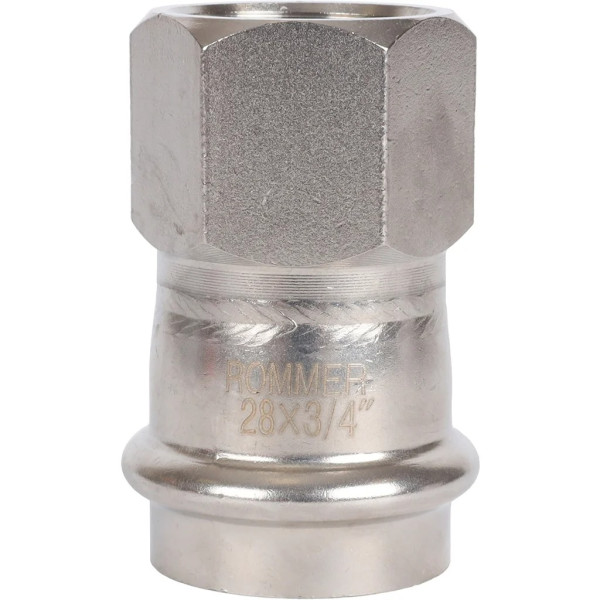 Переход 28х3/4"В Rommer из нержавеющей стали (пресс) (RSS-0022-002834) Переход 28х3/4"В Rommer из нержавеющей стали (пресс) (RSS-0022-002834)