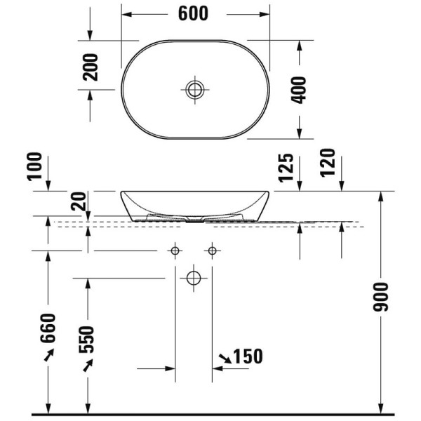 Раковина накладная Duravit D-NEO 60x40 (2372600070)