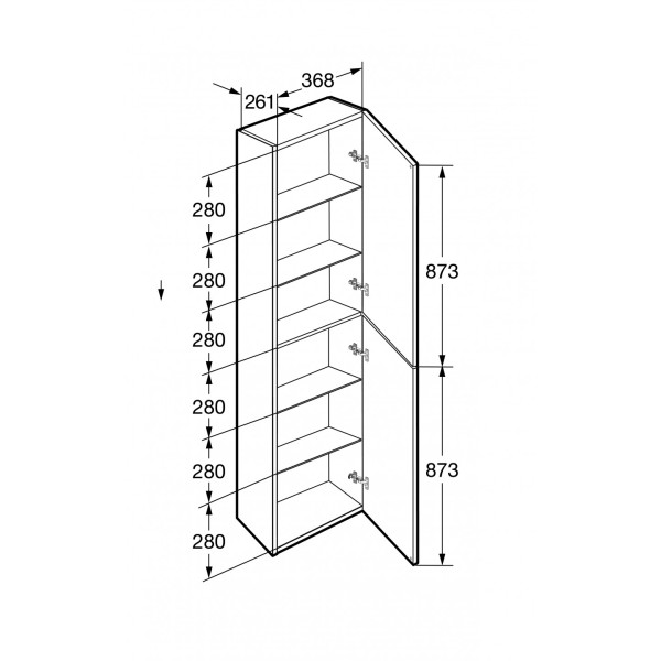 Пенал напольный Roca Ona 400x300x1750 вяз темный (A857635511)