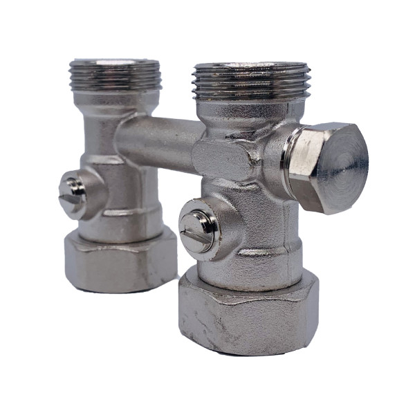 Фитинг двойной со встроенным шаровым краном "Tiemme" (с байпасом) (3390007) Фитинг двойной со встроенным шаровым краном "Tiemme" (с байпасом) (3390007)